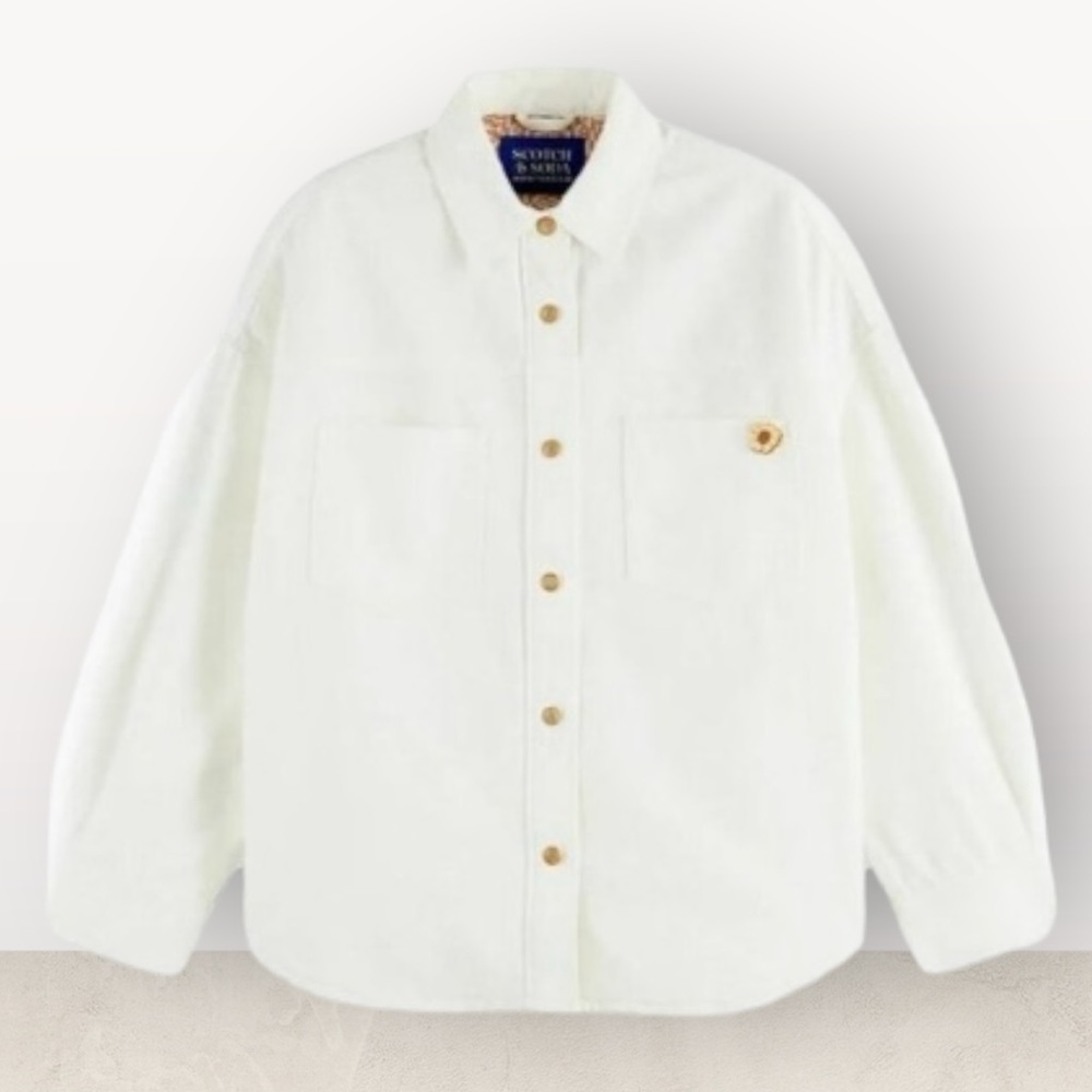 New Scotch & Soda Women’s Summer Long Sleeve Button Jean Jacket White Size XL